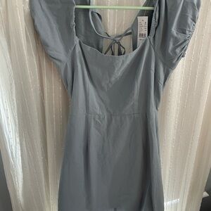 Elegant Gray Dress with Tie Back